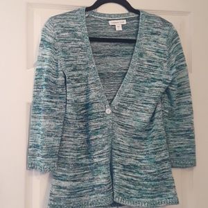 Coldwater Creek Silk Ctn Cardigan Blue Green S/8